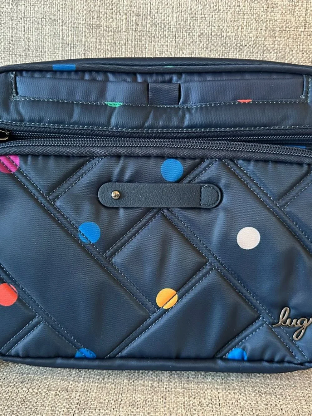 NWT Lug Carousel XL 2 Crossbody Bag Multi Dots Navy RFID